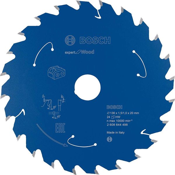 Lama Circolare Per Seghe A Batteria Expert For Wood, 136 X 1,5/1 X 20, 24 Denti-image