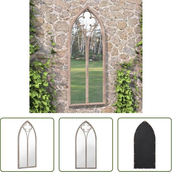 The Living Store Specchio Da Giardino Sabbia 70X30 Cm In Ferro-image