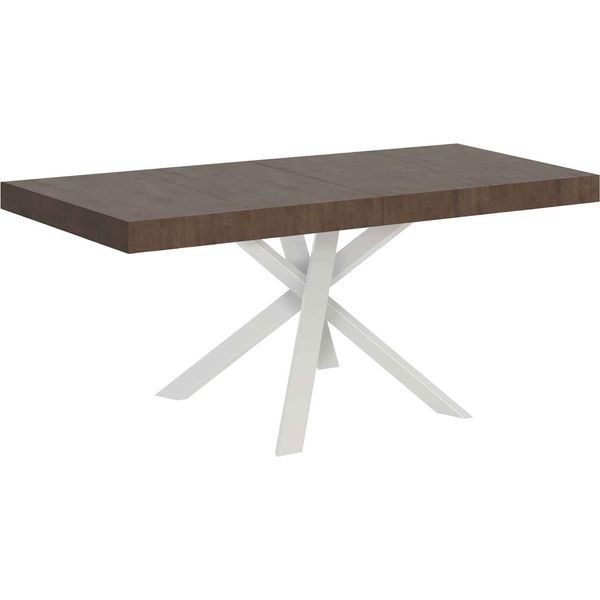 Tavolo Allungabile 90X90/194 Cm Clerk Premium Piano Noce - Gambe Bianche-image