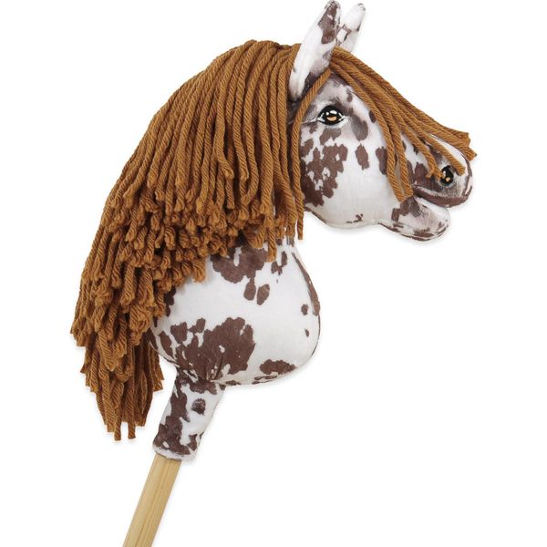 Cavallo Su Bastone Super Hobby Horse Premium - Leopardo Marrone Con Criniera Marrone A4 - 5902366024179-image
