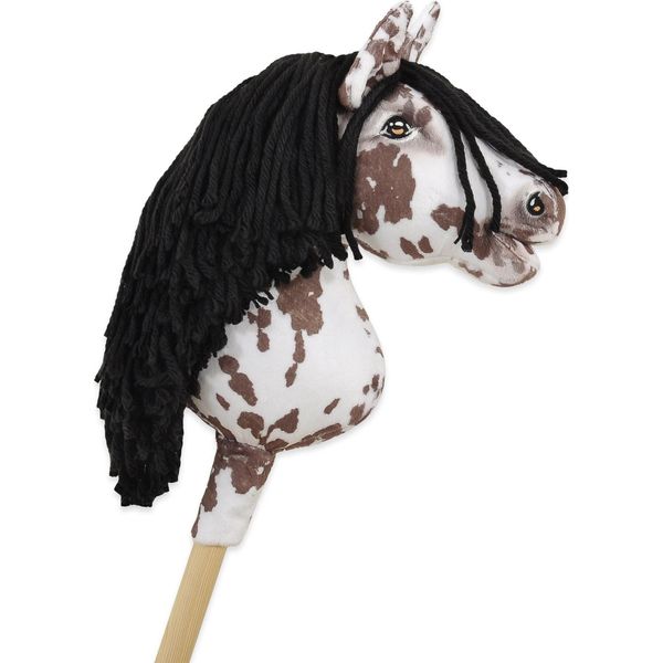Cavallo Su Bastone Super Hobby Horse Premium - Leopardo Marrone Con Criniera Nera A4 - 5902366024193-image