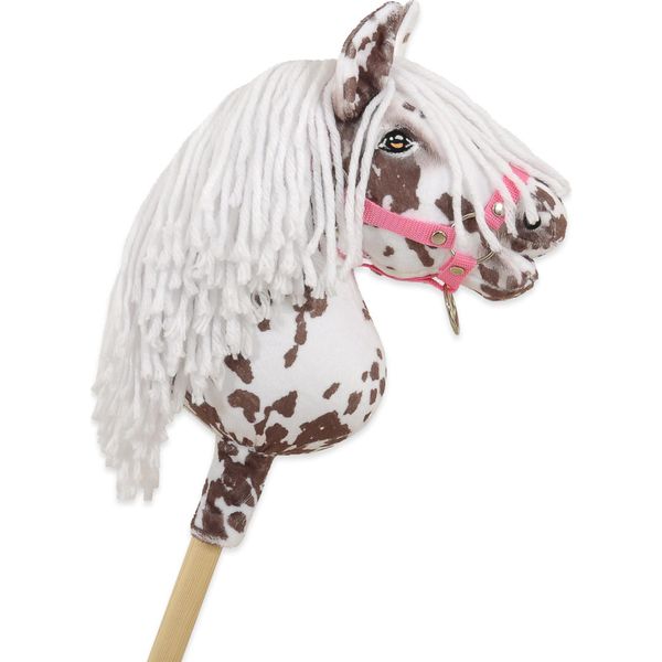 Cavallo Su Bastone Super Hobby Horse Premium - Leopardo Marrone Con Criniera Bianca A4 - 5902366024209-image