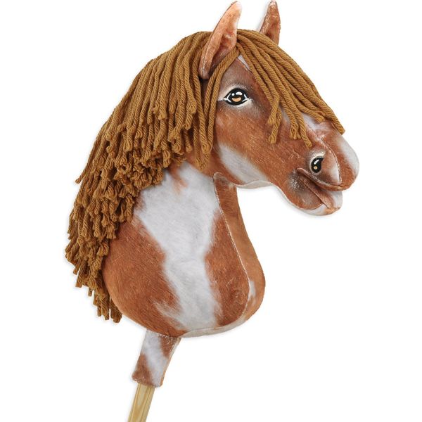 Cavallo Su Hobbyhorse Super Hobby Horse Premium - Cavallo Tobiano Marrone Con Criniera Marrone A3 - 5902366024094-image