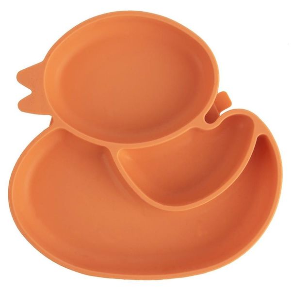 Piatto In Silicone Per Bambini, Diviso, Anatra Arancione, 19,5X19 Cm-image