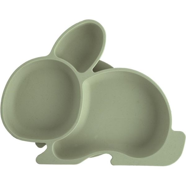 Piatto In Silicone Per Bambini, Diviso, Coniglietto Verde, 23X18,5X3,5 Cm-image