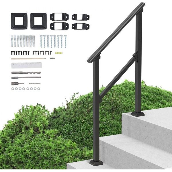 Ringhiera Per Scale Con Traversa - Corrimano Da 103 Cm Per 1-2 Gradini - Ringhiera Robusta Per Sicurezza E Stile-image