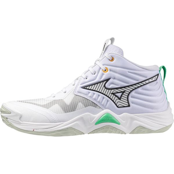 Mizuno Wave Momentum Elite Mid - Bianco/Nero/Smeraldo Ghiacciato, Dimensioni: 9,5-image