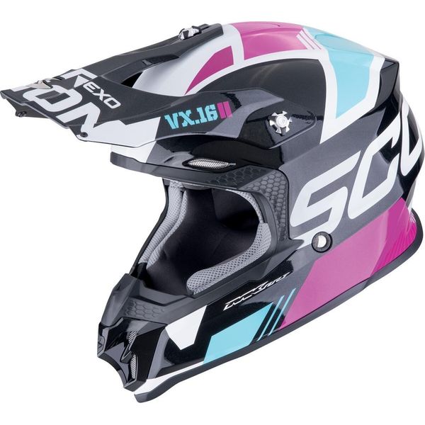 Casco Motocross Analogico Scorpion VX-16 Evo Air, Nero/Rosa, M (57/58)-image