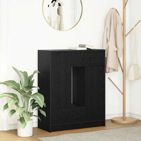 Vidaxl Credenza Con Ante A Cassetti Look Rovere Nero 73X31X90 Cm-image