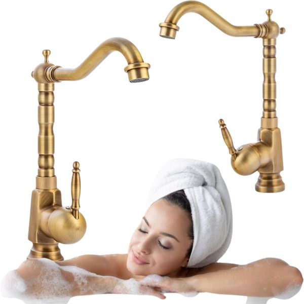 Silla | Miscelatore Per Lavabo - Oro Opaco - Miscelatore Per Lavello - Altezza 31,5 Cm - Ottone - Miscelatore Monocomando-image