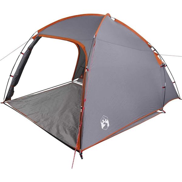 Tenda Vidaxl Grigio E Arancione 370 X 230 X 185 Cm Poliestere E Fibra Di Vetro-image