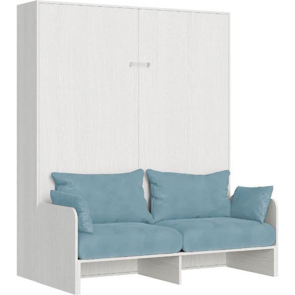 Itamoby - Letto Matrimoniale A Scomparsa 160 Kentaro Con Divano Bianco Frassino, Azzurro-image