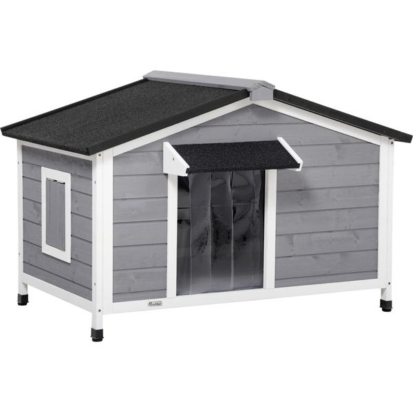 Fortuna Lai Cuccia Per Cani In Legno Di Abete Cuccia Resistente Alle Intemperie Con Tetto Apribile In Asfalto E Fondo Rimovibile Grigio 109X79X72 Cm Per Cani Di Grossa Taglia-image