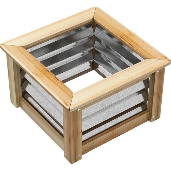 Fortuna Lai Fioriera Rialzata In Metallo Con Cornice In Legno 45X45X30 Cm Per Giardino, Balcone, Natura-image