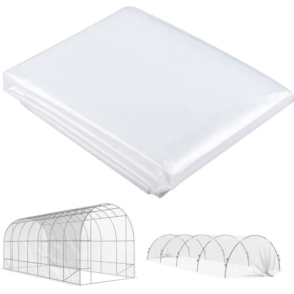 Fortuna Lai Telo Per Serra 7X8 M Impermeabile Telo Da Giardino Con Protezione Uv, Telo In Plastica Extra Spesso E Resistente Agli Strappi, Telo Di Copertura Per Tunnel In Plastica Per Serra, Telo Per Tunnel Per Esterni Trasparente-image
