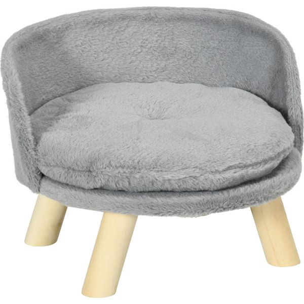Fortuna Lai Lettino Per Cani Lettino Per Gatti Divano Per Cani Con Piedini In Legno Antiscivolo E Cuscino, Grigio 40,5X40,5X33 Cm Per Interni-image