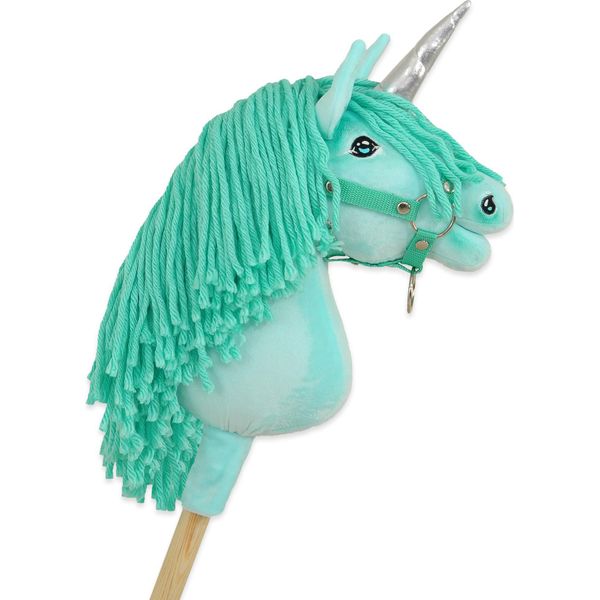 Cavallo Hobby Unicorno Su Bastone, Piccolo, Color Menta, Con Criniera Color Menta E Corno Argentato-image