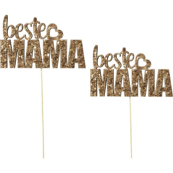 Decorazioni Floreali Mama Deko Idea Regalo Per La Festa Della Mamma Cuore Glitterato In Legno, 12 Pezzi-image