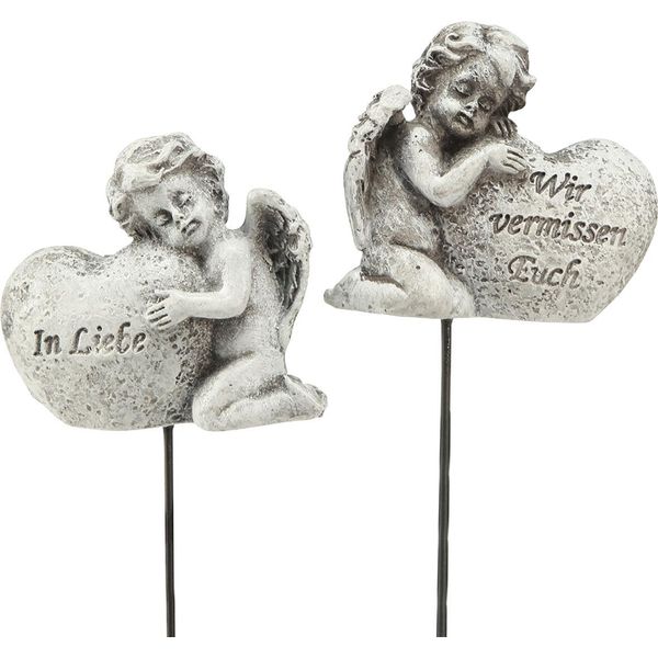 Tappo Decorativo A Forma Di Angelo Con Cuore E Scritta Per Tomba Amorevole, PK6 Pezzi-image