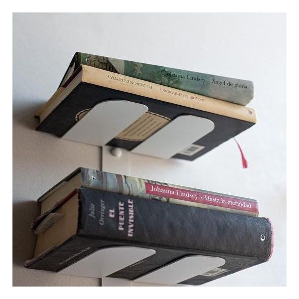 Libreria Scaffale A Muro Per Libri Verticale 35 Cm Set Di 2 Mensole Bianche Libreria Invisibile Con 3 Mensole Galleggianti Mensole A Muro (2 Pezzi)-image