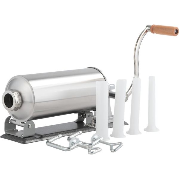 Kraft&Dele | Insaccatrice Manuale Per Salsicce, Macchina Per Salsicce In Acciaio Inox, Insaccatrice Per Salsicce, Argento, Pressa Per Salsicce Con Morsetto Da Tavolo, Siringa Per Salsicce Con Tubi Di Riempimento, 3KG-image