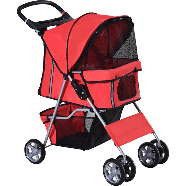 Fortuna Lai Carrello Per Cani Carrello Per Cani Rosso, Passeggino Per Cani Buggy Stroller Jogger Rimorchio, Leggero E Pieghevole-image