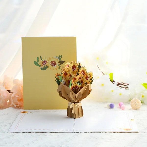 Biglietto Di Auguri Con Fiori Pop-Up 3D - Bouquet Di Girasoli-image