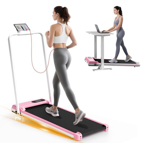 Tapis Roulant Pieghevole - Tapis Roulant 3 In 1 Con Pendenza Del 7 % - Pedana Di Marcia Regolabile Da 1 A 8 Km/H - Superficie Di Corsa 38,5 X 90 Cm - Pedana Di Corsa Da 2,5 Cv Fino A 130 Kg-image