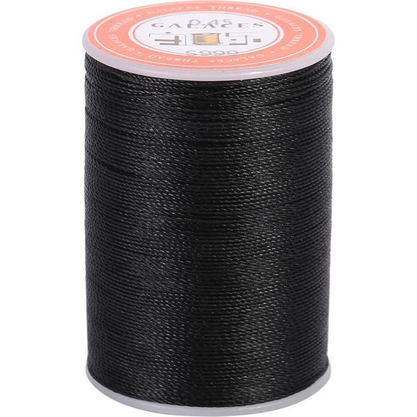 160 M/Rotoli 0,45 Mm Poliestere Pelle Cucito Filo Cerato Rotondo -Cavo -DIY -Crafts (Nero)-image