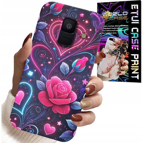 Custodia Per Samsung A6 2018 - Cuore, Rosa, Custodia Teeny + Vetro-image