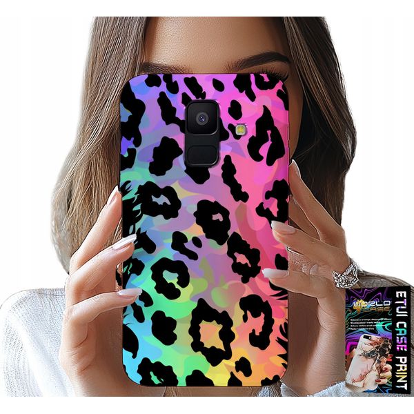 Custodia Per Samsung A6 2018 - Vetro Posteriore Colorato Della Pantera Arcobaleno-image