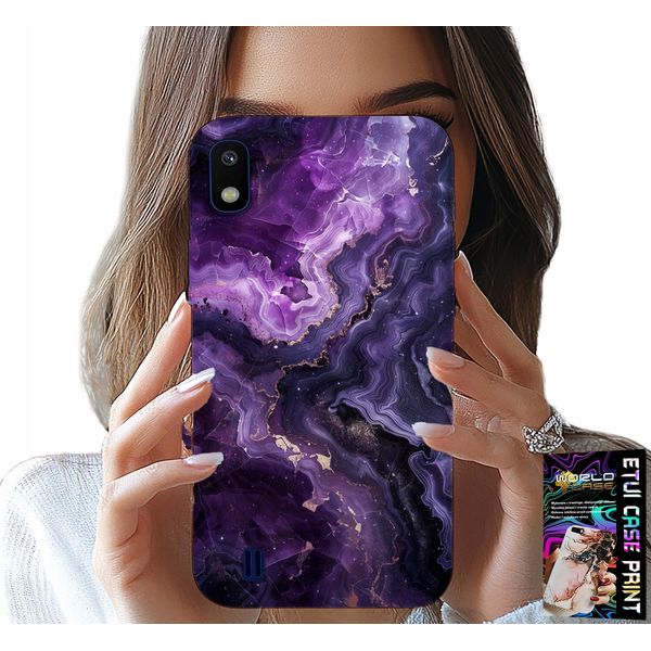 Custodia Per Samsung A10 - Marmo Viola Moda Donna + Vetro-image