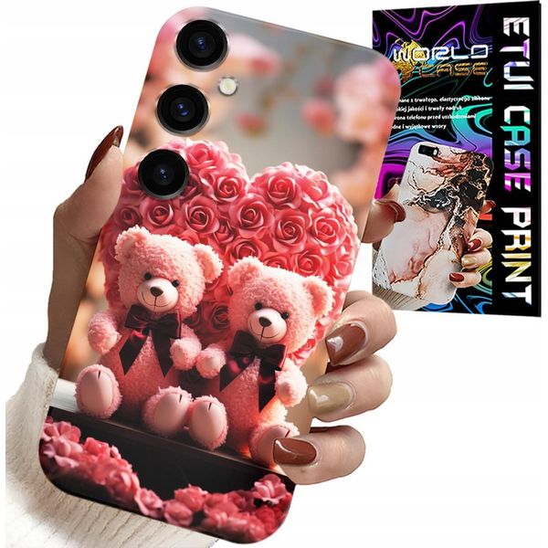 Custodia Per Samsung Galaxy A14 5G - Rosa Orsetto Famiglia Cuore + Vetro-image