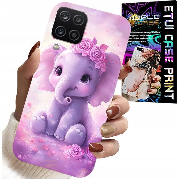 Custodia Per Samsung A12 / M12 - Elefante Dolce Su Sfondo Rosa Custodia + Pellicola-image
