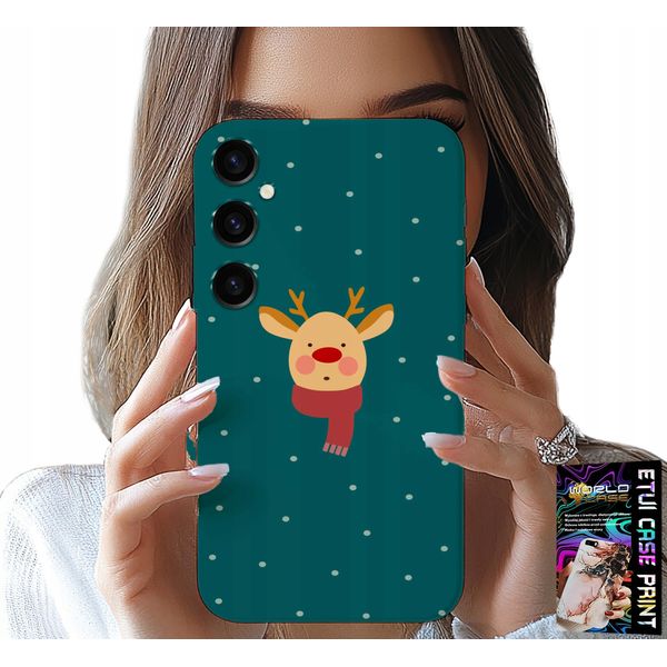 Custodia Per Samsung Galaxy S23 Fe - Renna Su Sfondo Verde Disegni Natalizi-image