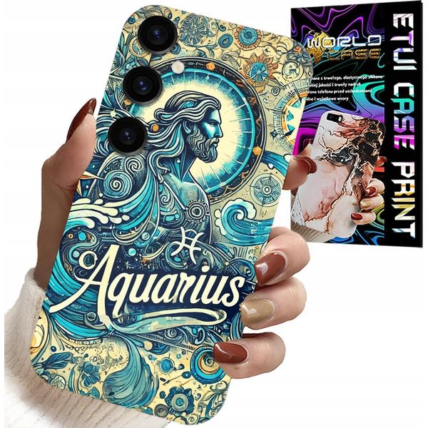 Custodia Per Samsung Galaxy S24 - Segno Zodiacale, Acquario, Retro Astronomico-image