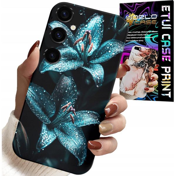 Custodia Per Samsung Galaxy M15 5G - Turchese Gigli Fiori Caso + Vetro-image