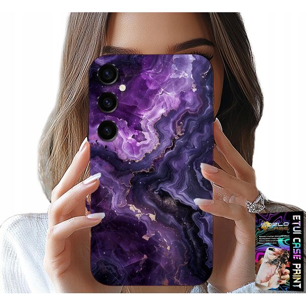 Custodia Per Samsung Galaxy A24 4G - Marmo Viola Moda Donna + Vetro-image