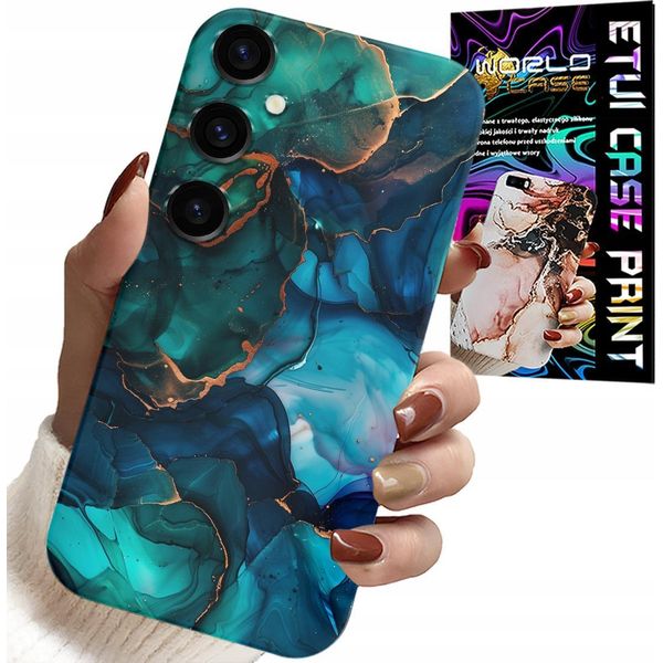 Custodia Per Samsung Galaxy S23 Fe - Design Del Retro In Marmo Blu Verde-image