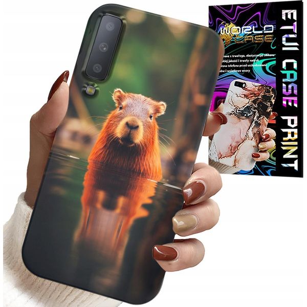 Custodia Per Samsung A7 2018 - Dolce Capibara, Capibara, Disegni Multipli-image