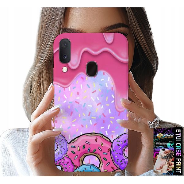 Custodia Per Samsung Galaxy A20E - Ciambelle Dolci Con Glassa Sullo Sfondo + Vetro-image
