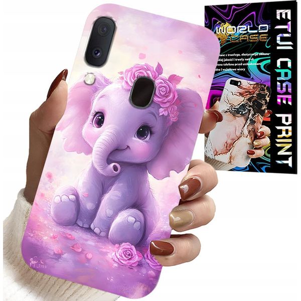 Custodia Per Samsung Galaxy A40 - Elefante Dolce Su Sfondo Rosa Custodia + Pellicola-image