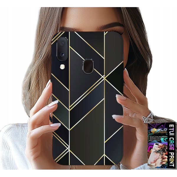 Custodia Per Samsung Galaxy A20E - Cornici Dorate, Design Elegante + Vetro-image