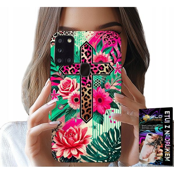 Etui Per Samsung Galaxy A21S - Cross, Rose Christian Jesus Plecks-image