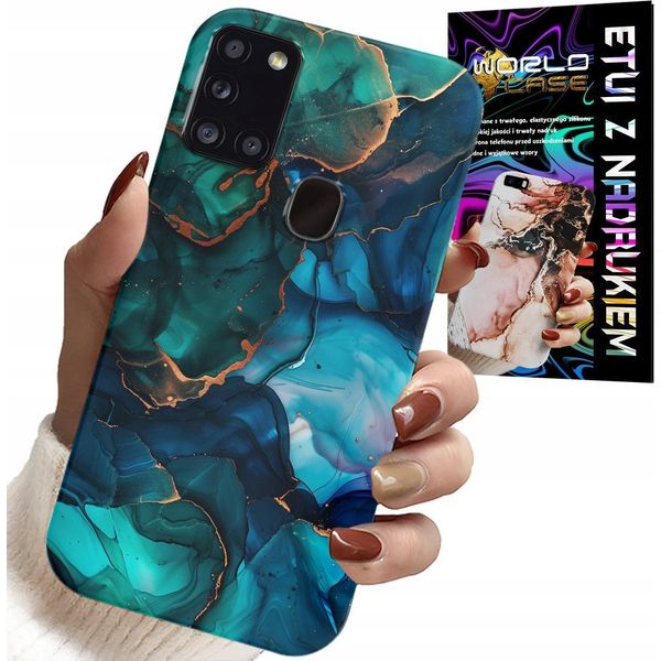 Custodia Per Samsung Galaxy A21S - BLU-VERDE Marmurale Platsky-image