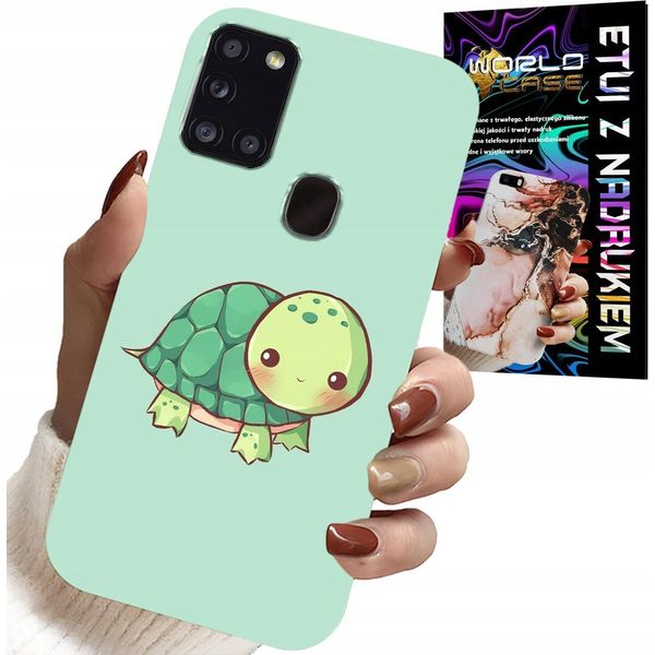 Etui Per Samsung Galaxy A21S - Decorazioni Per Bambini Giallo Dolce + Vetro-image