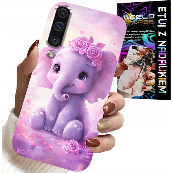 Custodia Per Samsung Galaxy A70 - Elefante Dolce Su Sfondo Rosa Custodia + Pellicola-image