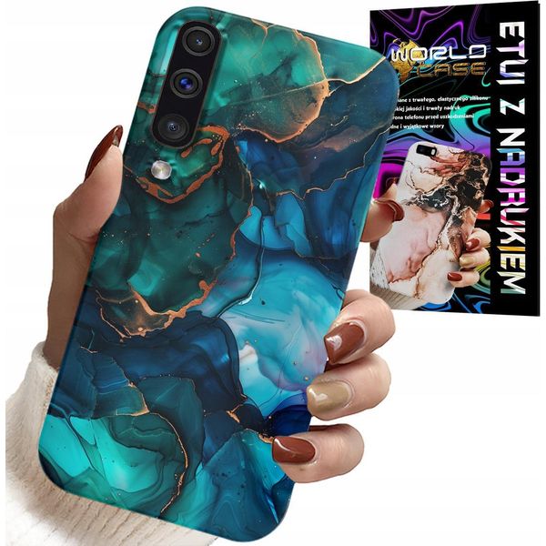 Custodia Per Samsung Galaxy A70 - Design Del Retro In Marmo Blu Verde-image