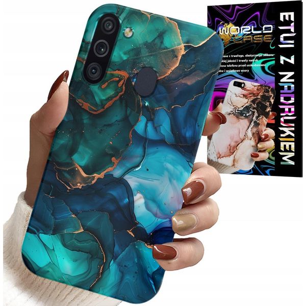 Custodia Per Samsung Galaxy A21 - Design Del Retro In Marmo Blu Verde-image