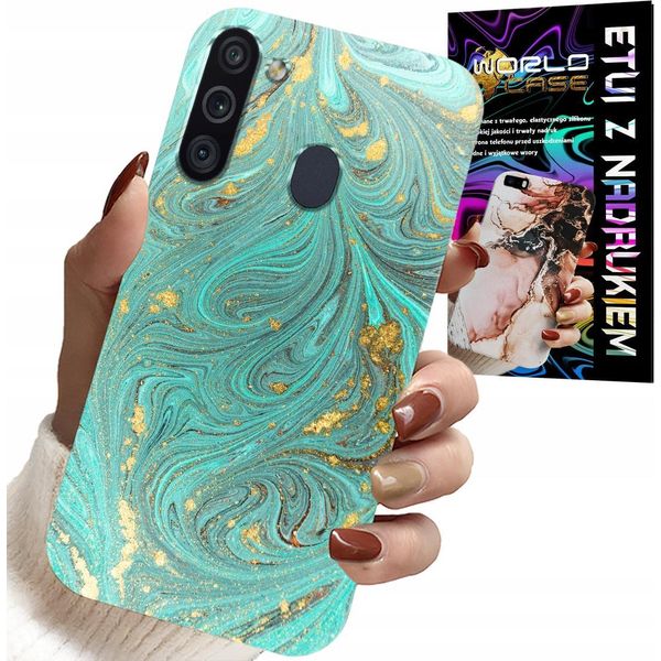 Custodia Per Samsung Galaxy A21 - Motivi Marmorizzati + Vetro Temperato-image